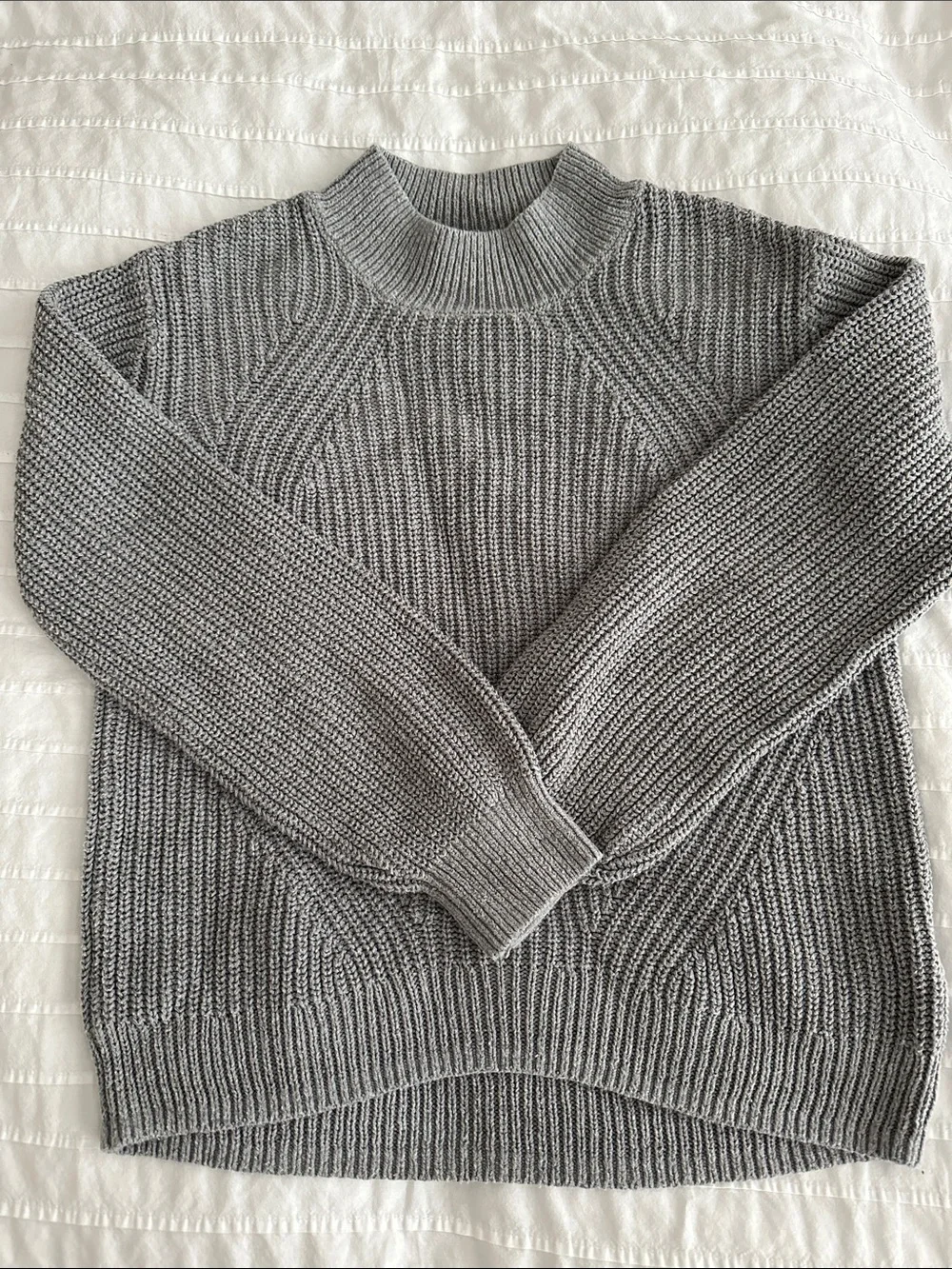 Grey Ribbed Mock Neck Sweater - Women